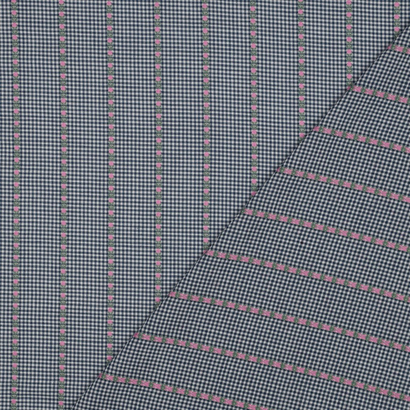 Baumwolle Jacquard Webware Stoff Blumen kariert blau