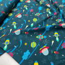 Jersey Stoff Weltall blau