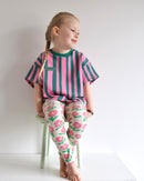 Jennifer  Bouron Rippjersey Stoff Blumen Muster rosa