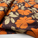 Cotton Satin Baumwolle Blumen braun