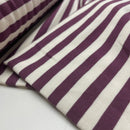 French Terry Sweat Stoff  Streifen Aubergine weiß