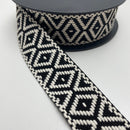 Veno Gurtband Ethno Raute schwarz beige 40 mm