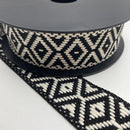 Veno Gurtband Ethno Raute schwarz beige 40 mm