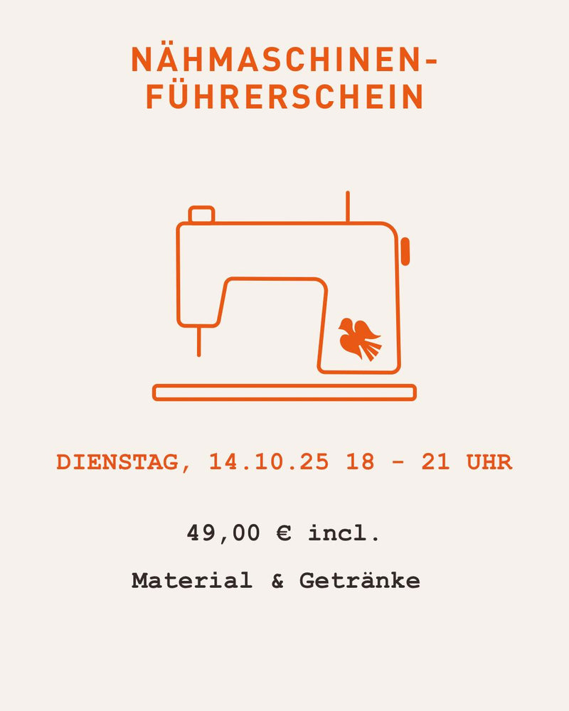 Nähmaschinen-Führerschein Dienstag 14.10.2025