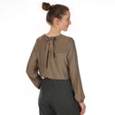 Papierschnittmuster Studio Schnittreif Frau Yelda Longsleeve mit Schleife & Materialmix