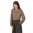 Papierschnittmuster Studio Schnittreif Frau Yelda Longsleeve mit Schleife & Materialmix