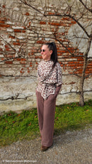Swafing Emily Jacquard Jersey Stoff Leo Muster beige braun