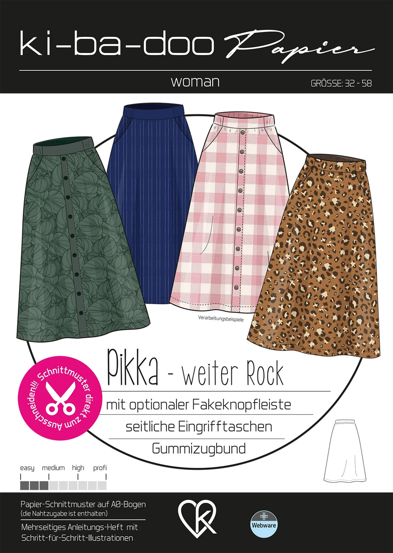 Papierschnittmuster Kibadoo Pikka weiter Rock