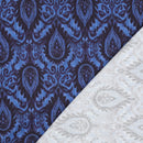 Viskose Stoff mit Stretchanteil Webware Paisley Muster blau