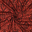 Viskose Stoff mit Stretchanteil Webware Paisley Muster rostbraun