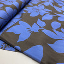 Viskose Stoff mit Stretchanteil Webware Blumen Muster blau