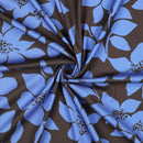 Viskose Stoff mit Stretchanteil Webware Blumen Muster blau
