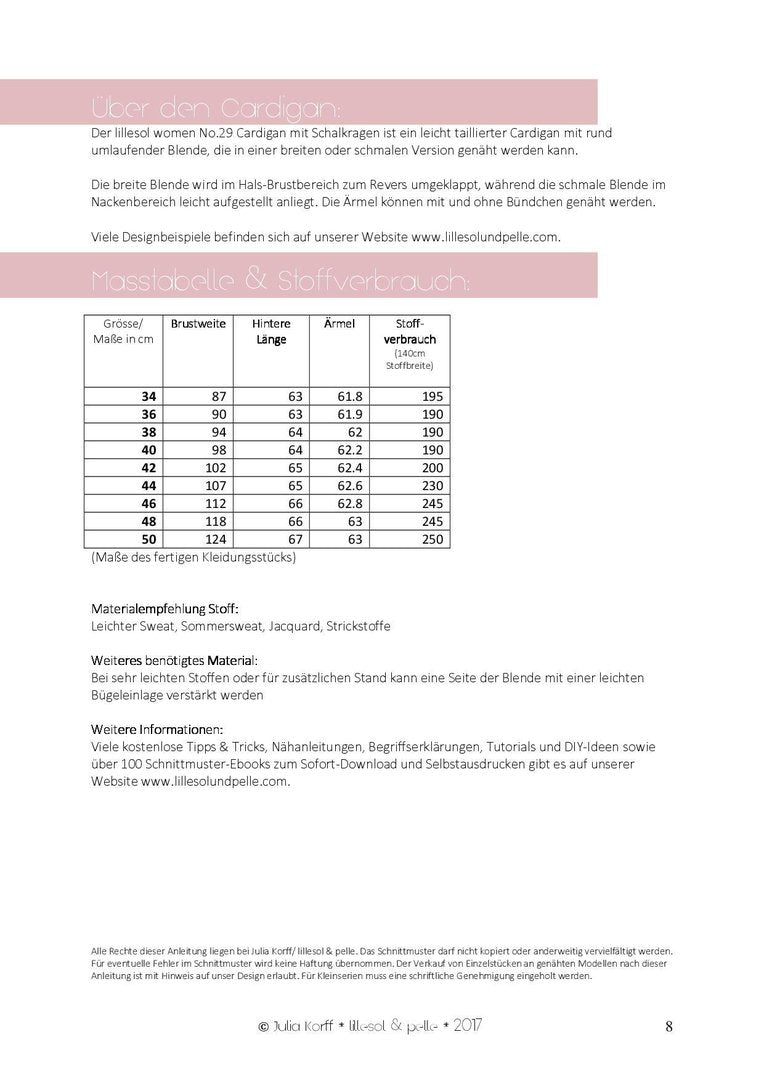 Papierschnittmuster Lillesol & Pelle Cardigan No. 29