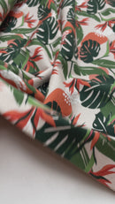 Jersey Stoff Palmenblätter beige