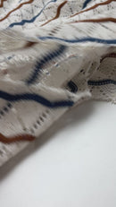 Strick Ajour Jacquard Stoff Streifen ecru
