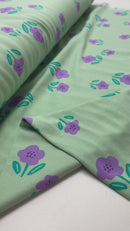 French Terry Stoff Soft Sweat Blumen mint