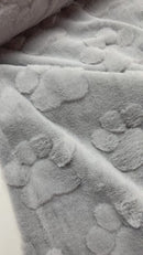 Fleece Stoff Pfoten grau