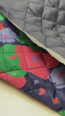 Jacken Stepp Stoff Stepper Blumen blau