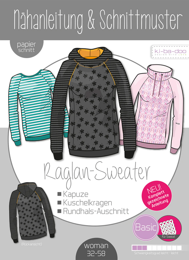 Papierschnittmuster Kibadoo Basic Raglan Sweater
