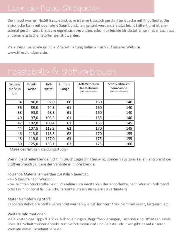 Papierschnittmuster Lillesol & Pelle No. 59 Strickjacke