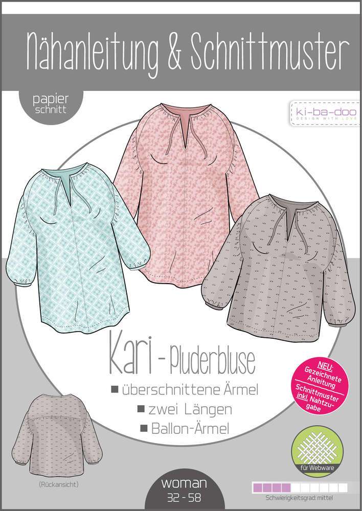 Papierschnittmuster Kibadoo Kari Pluderbluse